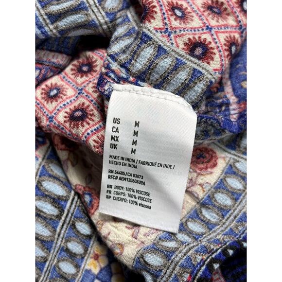 American Eagle Mini Dress Size M Patchwork Multicolor Cold Shoulder Keyhole Neck - Picture 7 of 12